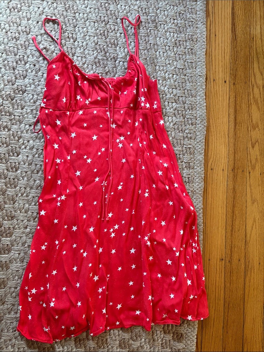 Zara Red Star-Print Spaghetti-Strap Dress